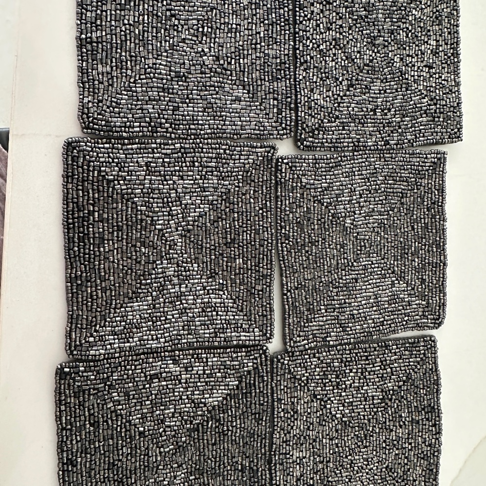 8 Gunmetal glass beaded coasters